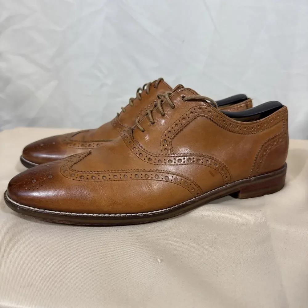 Cole Haan Men’s 10M Cognac Leather Wingtip Brogue Oxford Dress Shoes Heritage